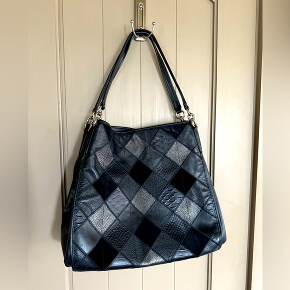 Coach Madison Patchwork Leather & Suede Phoebe Shoulder Bag - Picture 1 of 10